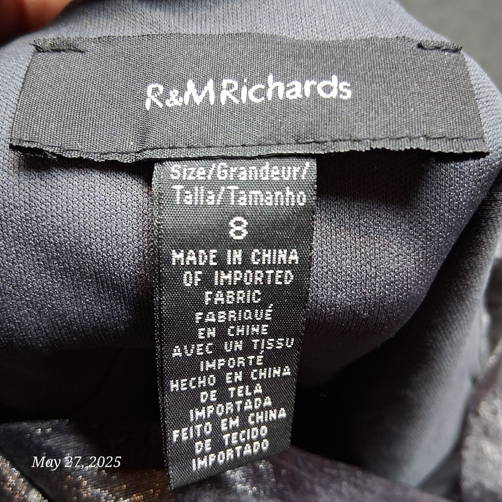 R&M Richards Dress Formal Sz 8 Sillver‎ Gray Sheet Ruffle With Open Jacket Top - Picture 7 of 8